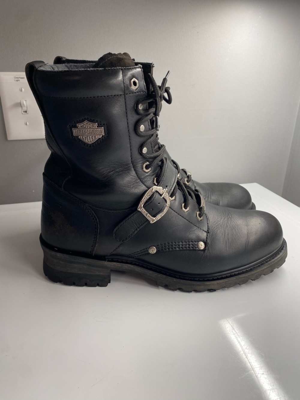 Men’s‎ Harley-Davidson Black Leather Lace-Up Steel-toe Motorcycle Boots 11.5